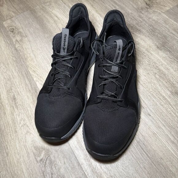 Reebok Safety Shoes Men Size 10.5 W Black Flexagon 3.0‎ Work Shoes Memory Foam
